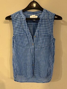 cloth & stone Blue Gingham Sleeveless V-Neck Camisole